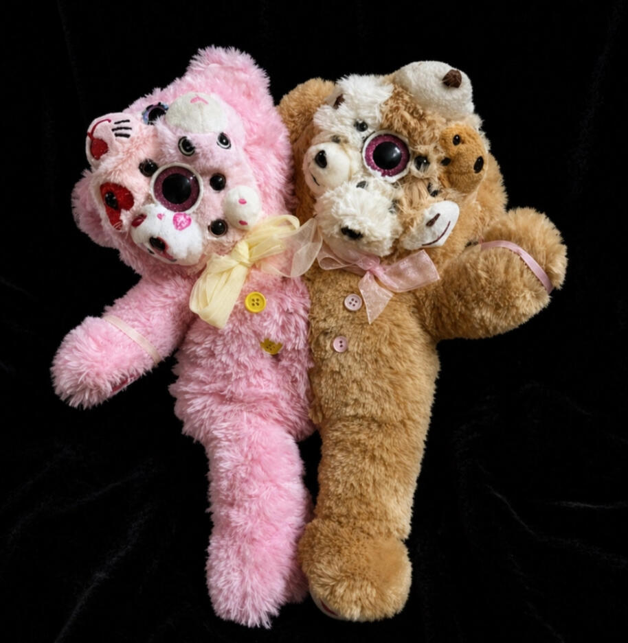 "Still Helping!" mixed media assemblage on reclaimed plush toy